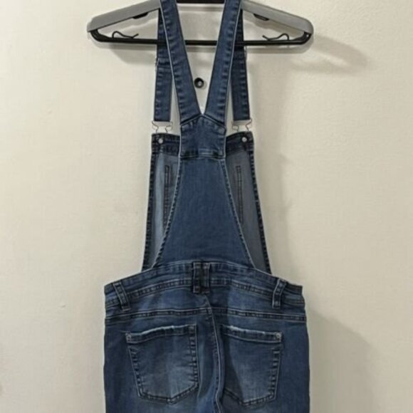 Eighty Two Womens Juniors Denim Overalls Distressed Blue Medium Wash Size 03 - Picture 7 of 12